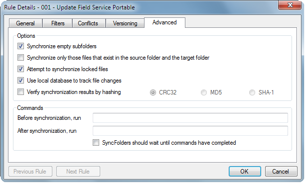 SyncFolders edit rule 3...