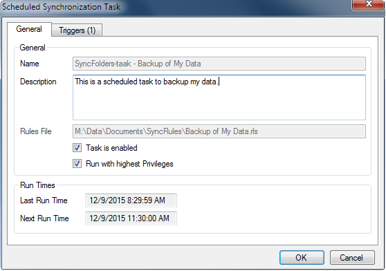 Edit scheduled sync task...